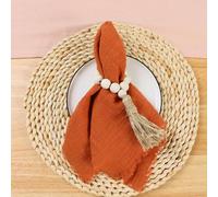 Serviettes de Table en Gaze de Coton Beige de noël, 24 pièces, 32x32cm, réutilisables, torchons de thé, décor de Table pour fête de Mariage, bavures rétro