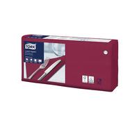 Serviettes de table en papier Lunch Tork, coloris bordeaux, le colis de 200