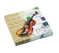 Serviettes de table en papier Violon 33 x 33 cm lot de 2 paquets de 20 serviettes deco musique