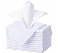 Serviettes de table en tissu - Serviettes de cocktail de mariage pour usage quotidien et événements, coins en onglet et ourlet généreux, lavables en machine (blanc, 6)