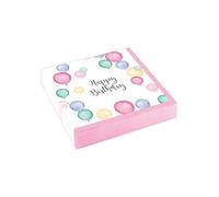 Amscan 9903863 Lot de 20 serviettes Happy Birthday, 25 x 25 cm, pastel, pour anniversaire