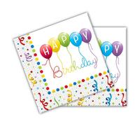 Serviettes de table Happy Birthday serviettes en papier 2 plis 33x33cm