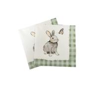 Serviettes de table imprimées lapin avec 3 couches de grilles vertes, 20 fournitures de fête