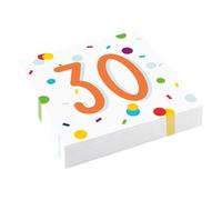 Serviettes de Table Jetables - Amscan - 30 Ans Confettis - 33 x 33 cm - 20 Pièces