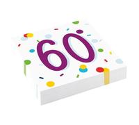 Amscan Serviettes en papier Confettis 60e anniversaire 33 cm Lot de 20