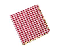 Serviettes de table jetables - GUINGUETTE - VICHY - 33x33cm - Rouge - Or - Blanc