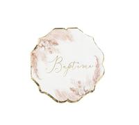Serviettes de table jetables - Pampa Fleur de Coton - Baptême doré - Lot de 16 - 32x32 cm 3 plis