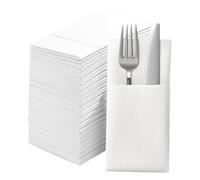 Serviettes de Table Lot de 20/25/30/50,Serviettes en Papier Pour Couteaux et Fourchettes,Pliable Poche Intégrée pour Couverts Pour Fête,Mariage,Noël,Restaurant,Décoration de Table
