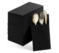 Serviettes de Table Lot de 20/25/30/50,Serviettes en Papier Pour Couteaux et Fourchettes,Pliable Poche Intégrée pour Couverts Pour Fête,Mariage,Noël,Restaurant,Décoration de Table