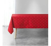 Douceur d'Intérieur, Nappe Rectangle (140 x 240 cm) Etoiles Rouge/Or, Jacquard Fils Métallisés