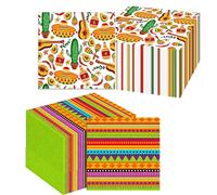 Serviettes de Table Papier Mexicaines - Lot de 40 Serviettes à Double Couche, Design Coloré pour Fête Mexicaine, Cinq de Mayo, Décoration de Table