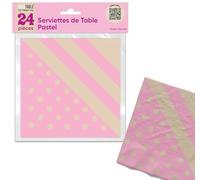 SERVIETTES DE TABLE PASTEL X 24 ROSE