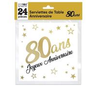 Serviettes de table - REF/STAM00OR08 - 80 ans - Doré or métallique - 33x33cm - 3 plis