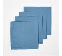 Serviettes de table tissu 100% coton - HOMESCAPES - Lot de 4 - Bleu foncé 45x45 cm - Lavable en machine