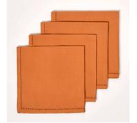 Serviettes de table tissu 100% coton - HOMESCAPES - Lot de 4 - Terracotta 45x45 cm - Lavable en machine