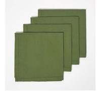 Serviettes de table tissu 100% coton - HOMESCAPES - Lot de 4 - Vert foncé 45x45 cm - Lavable en machine