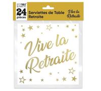 Serviettes de table - Vive la Retraite - 24 pièces - Doré or métallique - 33x33cm - 3 plis