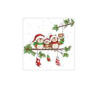 Serviettes décorées - Famille Chouettes - lot de 20