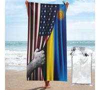 Serviettes Drapeau Américain Et Drapeau Rwandais Serviette De Sauna Portable Drap De Plage sans Sable Serviette De Plage pour Camping Natation Voyage 70X140Cm