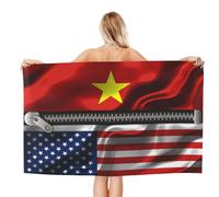 Serviettes Drapeau des États-Unis Et du Vietnam Serviette De Plage sans Sable Serviette De Sauna Légère Drap De Plage pour Voyage Camping Piscine 80X130CM