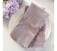 serviettes en coton, Lot de 10 serviettes de table en gaze de coton réutilisables, 32 x 32 cm, style rustique et rétro, for mariage(Grey Purple)