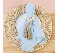 serviettes en coton, Lot de 10 serviettes de table en gaze de coton réutilisables, 32 x 32 cm, style rustique et rétro, for mariage(Sky Blue)