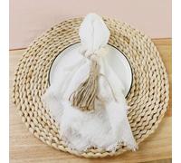 serviettes en coton, Lot de 10 serviettes de table en gaze de coton réutilisables, 32 x 32 cm, style rustique et rétro, for mariage(White)