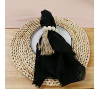 serviettes en coton, Lot de 10 serviettes de table en gaze de coton réutilisables, 32 x 32 cm, style rustique et rétro, for mariage(Black)