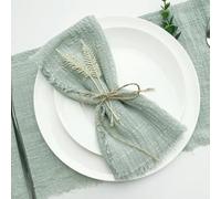 serviettes en coton, Lot de 10 serviettes de table réutilisables en gaze de coton rose, 32 x 32 cm, for fête de mariage(Sage Green)