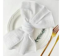 serviettes en coton, Lot de 10 serviettes en gaze faites à la main, 30 x 30 cm, en coton(White)