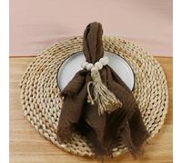 serviettes en coton, Serviettes de table en gaze de coton réutilisables, lot de 10 pièces, 32 x 32 cm, for mariage, avec bordure verte(Brown)