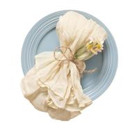 serviettes en gaze de coton réutilisables Lot de 6 serviettes Table lavables en étamine, for décoration fête mariage, d'anniversaire(6Pcs Beige)