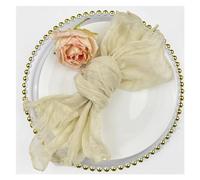 serviettes en gaze de coton réutilisables Napperons de Table en étamine, 6 pièces, for salle à manger, fête mariage, Banquets, Arches, décor gâteau(6pcs Cream)