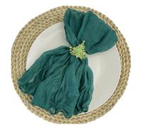 serviettes en gaze de coton réutilisables Napperons de Table en étamine, 6 pièces, for salle à manger, fête mariage, Banquets, Arches, décor gâteau(6pcs peacock green)