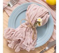 Serviettes en gaze rose sauge 50x50cm, 12 pièces, décor de Table de service, serviette de dîner, Cocktail pour fête de mariage, décoration de Table de noël Light pink