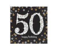 Amscan serviettes de table 50 ans Sparkling Celebration 33 x 33 cm 16 pièces or/argent Rose