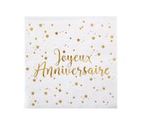 Santex Serviettes à cocktail Joyeux Anniversaire – Lot de 20, métallisé