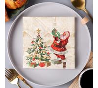 Serviettes en Papier Arbre Noël Père Noël Serviettes en papier jetables,douceur et moelleux,idéales pour Fêtes,Traiteur,Anniversaires,Intérieur ou Extérieur tous les jours10 Paquet(33x33cm)