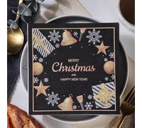 Serviettes en Papier Cloche Flocon Neige Papier jetable, Serviettes de fête, douces, durables et absorbantes pour cuisine, salle de bain, événements 15 Paquet(33x33cm)