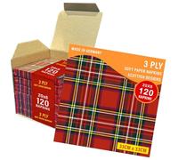 Serviettes en papier doux 3 plis, paquet de 120 unités - 33 x 33 cm - Motif écossais Royal Stewart - Idéales pour Noël, dîners, fêtes, soirées, repas de Burns, mariages écossais, traiteurs