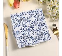 Serviettes en Papier Feuilles Bleues Serviettes de cocktail Décorations de fête,Absorbantes et pratiques - jetables pour mariage,anniversaire,apéritif,Noël,dessert20 Paquet(33x33cm)