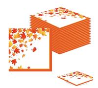 Serviettes en Papier Feuilles d'automne Graines d'érable Feuilles, Thème Automne Feuilles d'Érable pour Fêtes de Saison + 40 Pièces + 33x33cm + Multicolore