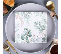 Serviettes en Papier Feuilles Vertes Serviettes en papier jetables,douceur et moelleux,idéales pour Fêtes,Traiteur,Anniversaires,Intérieur ou Extérieur tous les jours10 Paquet(33x33cm)