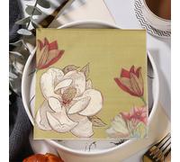 Serviettes en Papier Fleur Rouge Serviettes de cocktail Décorations de fête,Absorbantes et pratiques - jetables pour mariage,anniversaire,apéritif,Noël,dessert 20 Paquet(33x33cm)