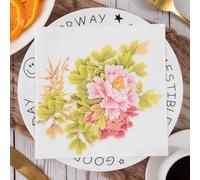 Serviettes en Papier Fleurs Colorées Papier jetable, Serviettes de fête, douces, durables et absorbantes pour cuisine, salle de bain, événements15 Paquet(33x33cm)