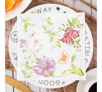 Serviettes en Papier Fleurs Colorées Serviettes de cocktail Décorations de fête,Absorbantes et pratiques - jetables pour mariage,anniversaire,apéritif,Noël,dessert20 Paquet(33x33cm)