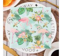 Serviettes en Papier Fleurs Flamingo Rose Serviettes de cocktail Décorations de fête,Absorbantes et pratiques - jetables pour mariage,anniversaire,apéritif,Noël,dessert30 Paquet(33x33cm)