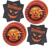 Serviettes en papier Gobelets en papier Set Halloween 96 pièces