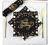 Serviettes en Papier Joyeux Anniversaire Serviettes en papier jetables,douceur et moelleux,idéales pour Fêtes,Traiteur,Anniversaires,Intérieur ou Extérieur tous les jours20 Paquet(33x33cm)