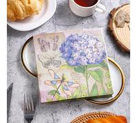 Serviettes en Papier Papillon Fleur Violet Serviettes en papier jetables,douceur et moelleux,idéales pour Fêtes,Traiteur,Anniversaires,Intérieur ou Extérieur tous les jours30 Paquet(33x33cm)